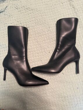 Free People Black Pointed-Toe Stiletto Ankle Boots